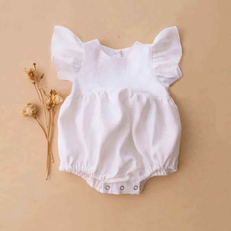 Summer Intant Baby Girl Jumpsuit Linen Cotton Baby Girl One-piece Playsuit Baby Girl Romper