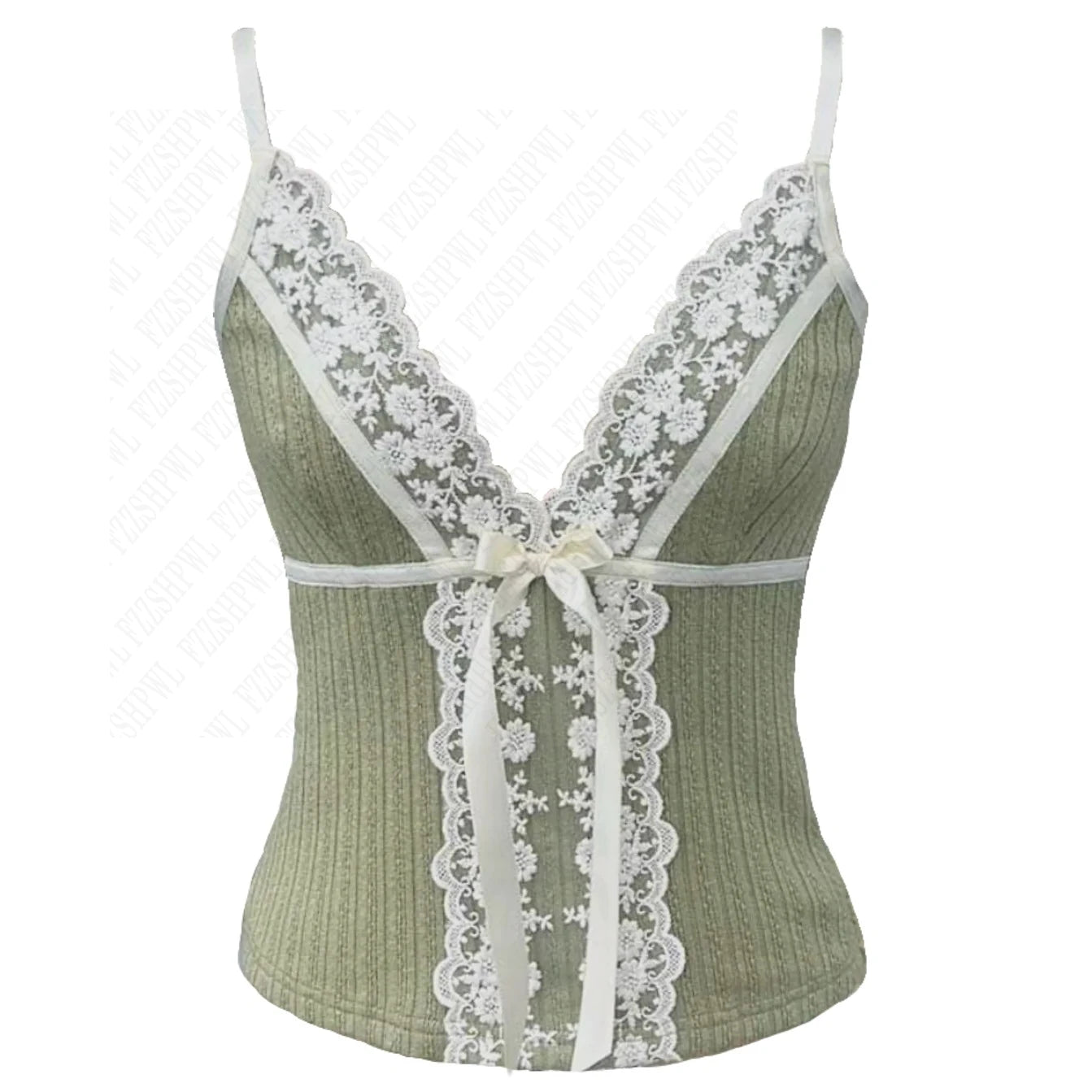 Fashion Y2k Vintage Summertime Fairy Loose V-neck vest Lace Kawaii style print Emo girl street wear tank tops trash crop tops