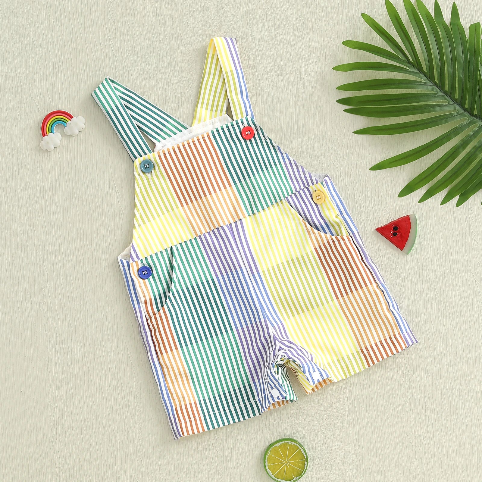 Pudcoco Toddler Baby Girls Overalls Loose Fit Striped Contrast Color Infant Jumpsuit for All Reasons 6M-4T