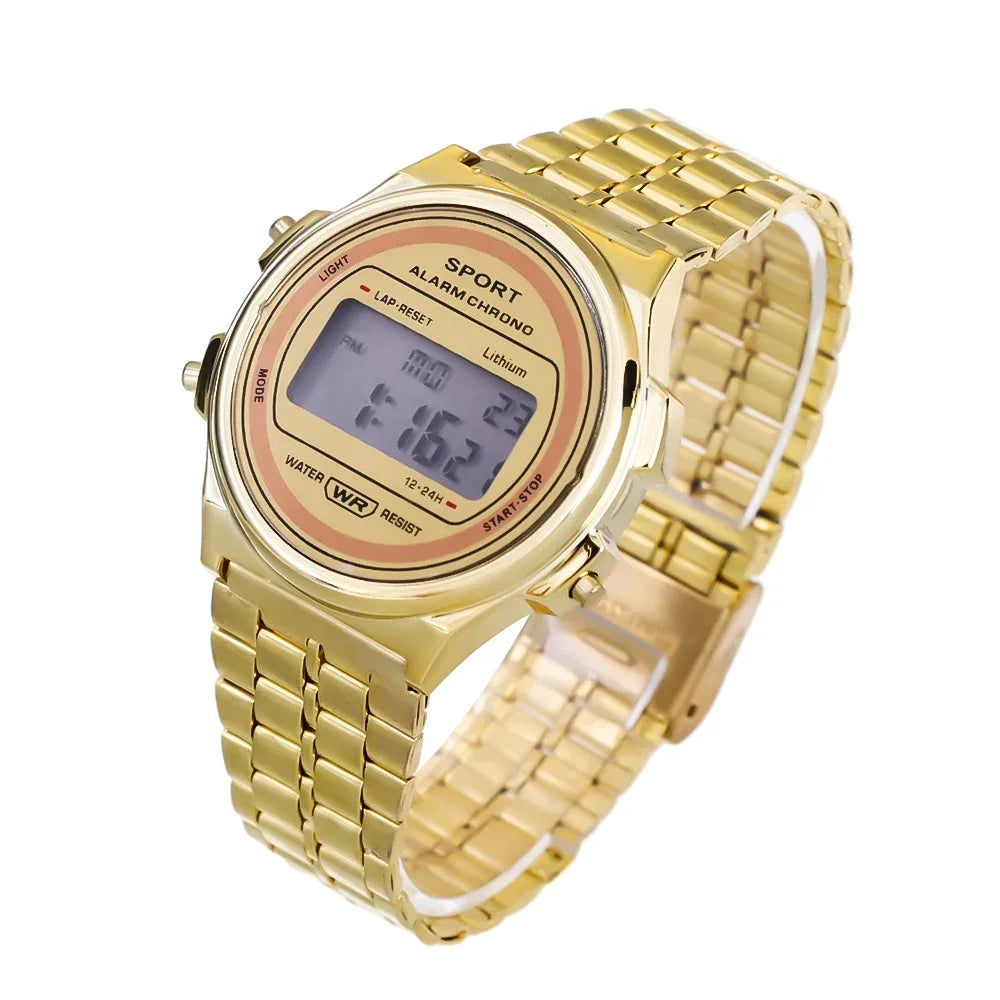 Luxury F91W Band Watch Male Waterproof Digital Stainless Steel Sports Military Round Watches Men Electronic Wrist Watch Clock