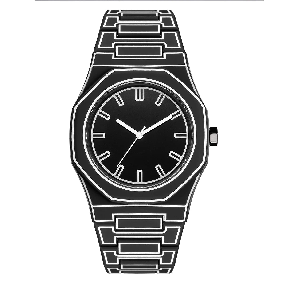 Luxury Men Watch Men's Quartz Wristwatch Minimalist Black White Dial Male Sports Reloj Silicone Rubber Strap Man Unusual Clock
