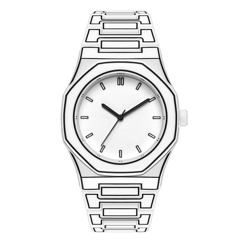 Luxury Men Watch Men's Quartz Wristwatch Minimalist Black White Dial Male Sports Reloj Silicone Rubber Strap Man Unusual Clock