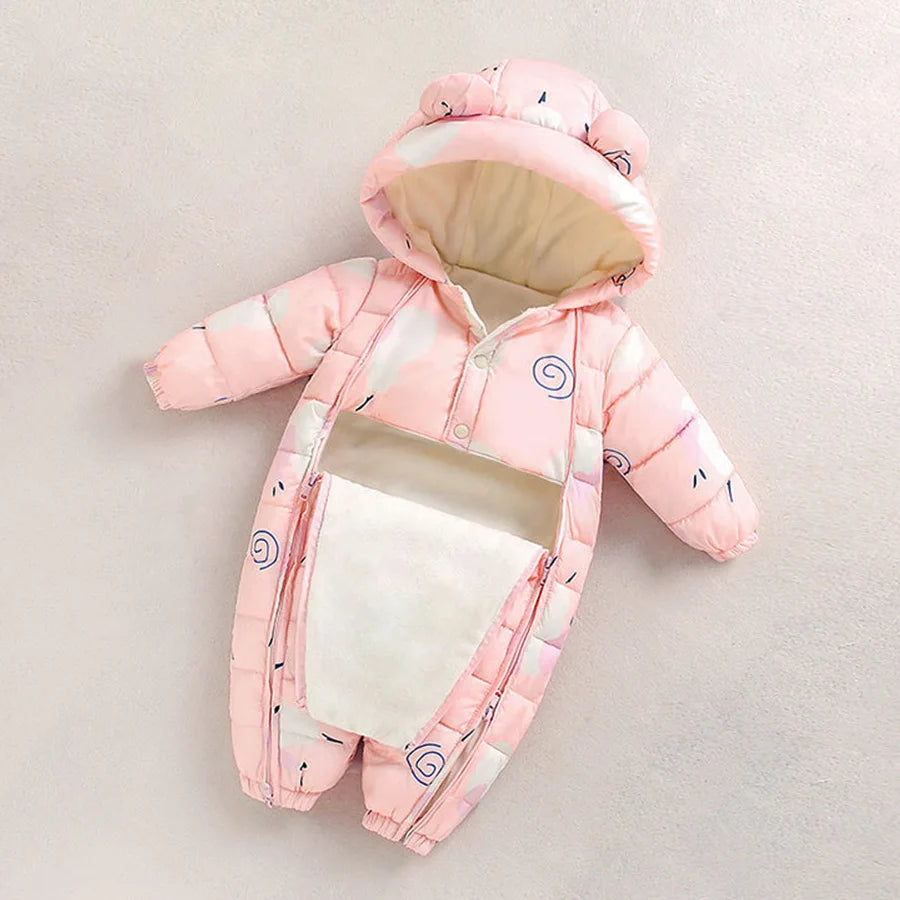 Children Autumn Winter Overall For Infant Down Cotton Thicken Clothes Hooded new born Baby costume Boys Girls Jumpsuit Romper