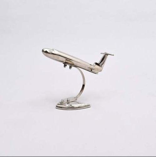 Decorative Retro Aluminum Airplane Sculpture   Nickel-Finished Table Accent  On-Site - Your Shopify