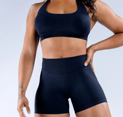 High Elastic Ultra-fine Matte Nylon Halter Beauty Back Seamless Sports Bra