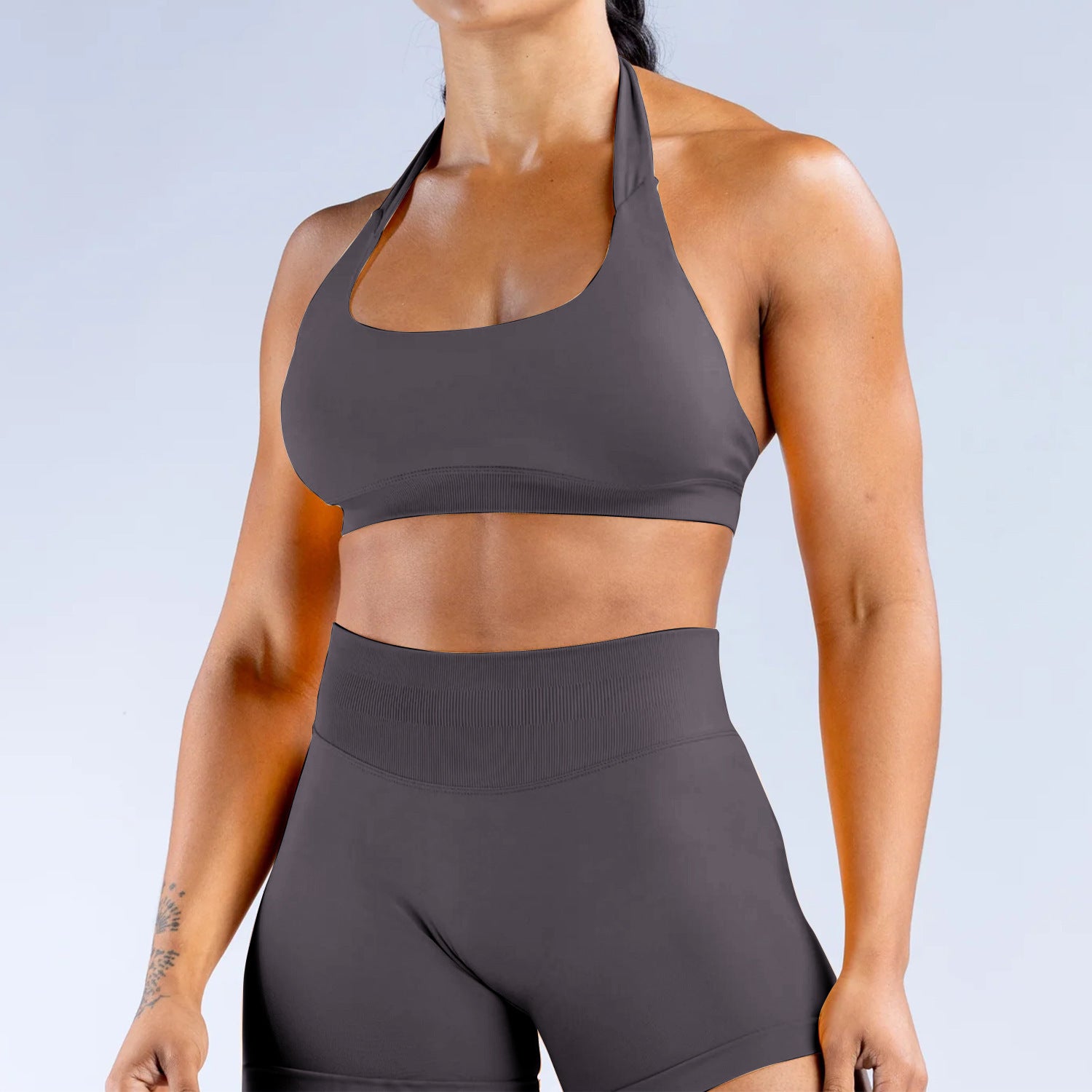 High Elastic Ultra-fine Matte Nylon Halter Beauty Back Seamless Sports Bra