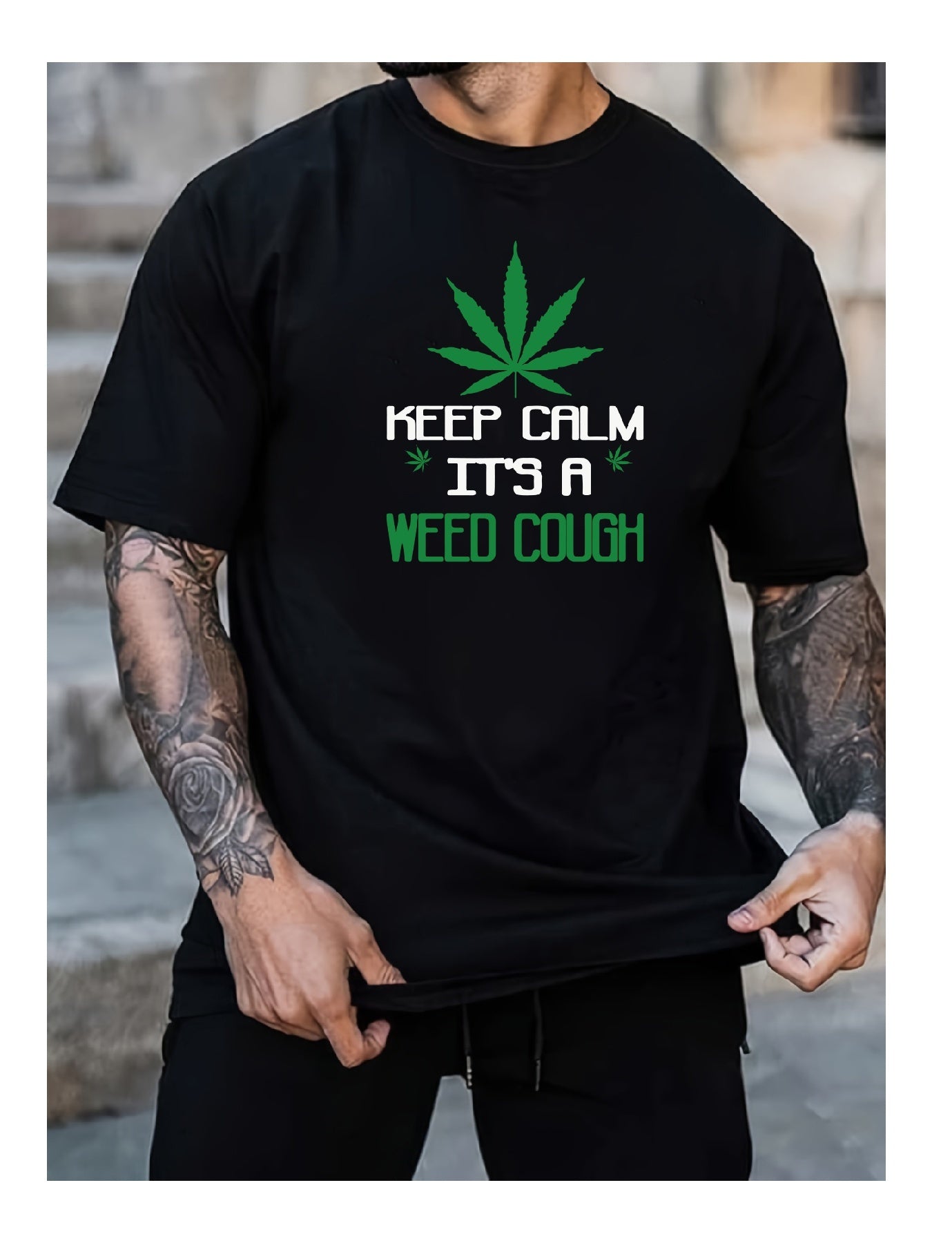 Keep Calm Its A Weed Cough  Funny Marijuana TShirt With Leaf Design - Your Shopify