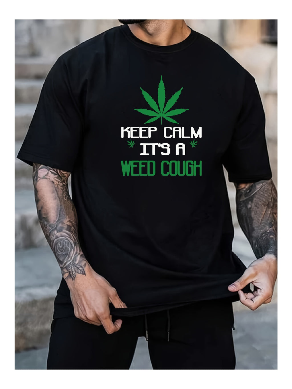Keep Calm Its A Weed Cough  Funny Marijuana TShirt With Leaf Design - Your Shopify