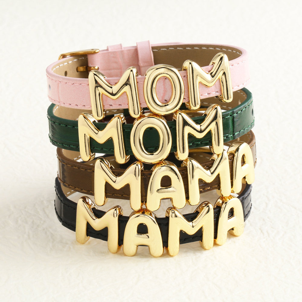 Cowhide Watch Strap Letter Mama Mother's Day Bracelet