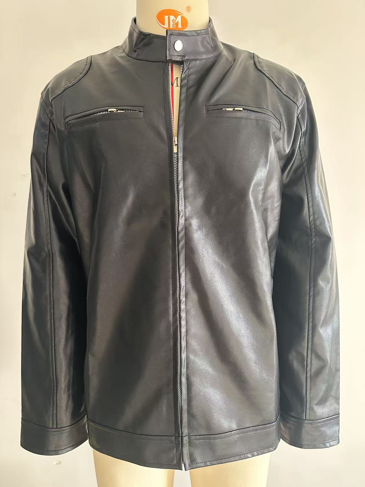 Men's Stand-up Collar Leather Jacket Business Casual Jacket - Your Shopify