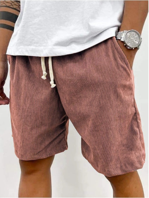 Men's Corduroy Shorts With Drawstring Fashion Casual Pockets Pants Summer - Your Shopify