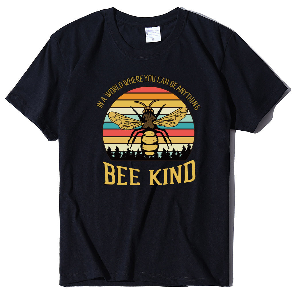 Bee Print Women's T-shirt Letter Print Loose And Popular