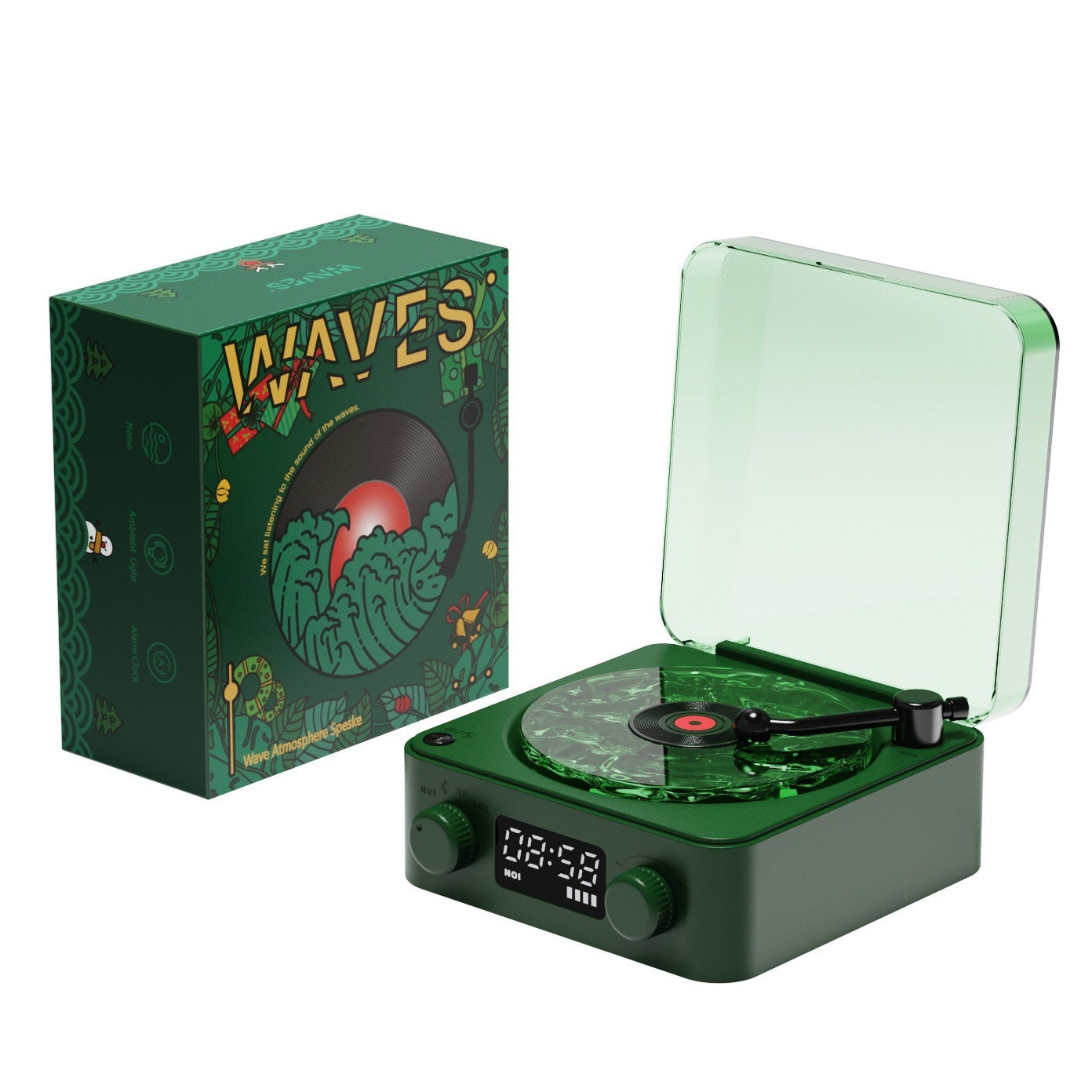 Retro Turntable Speaker Wireless Bluetooth-compatible 5.0 Vinyl Record Player Stereo Sound With White Noise RGB Projection Lamp Effect - Your Shopify