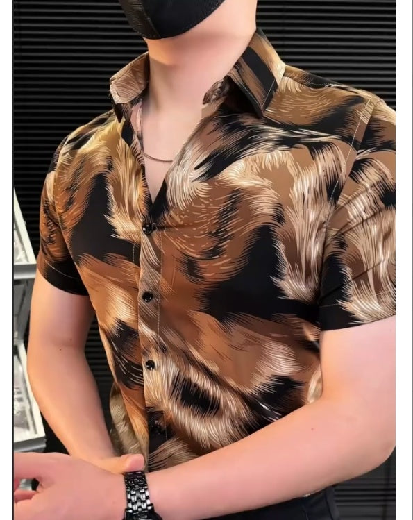 Men's Fashion Tiger Stripes Print Shirt - Your Shopify