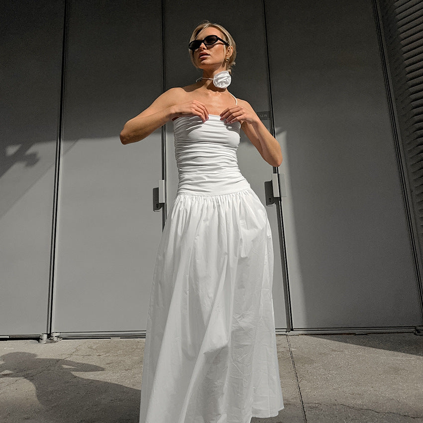 Autumn White European Flower Dress - Your Shopify