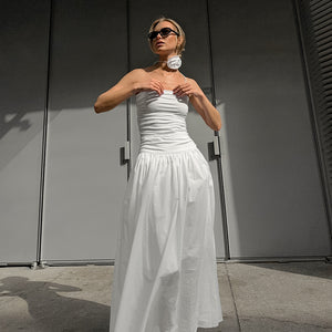 Autumn White European Flower Dress