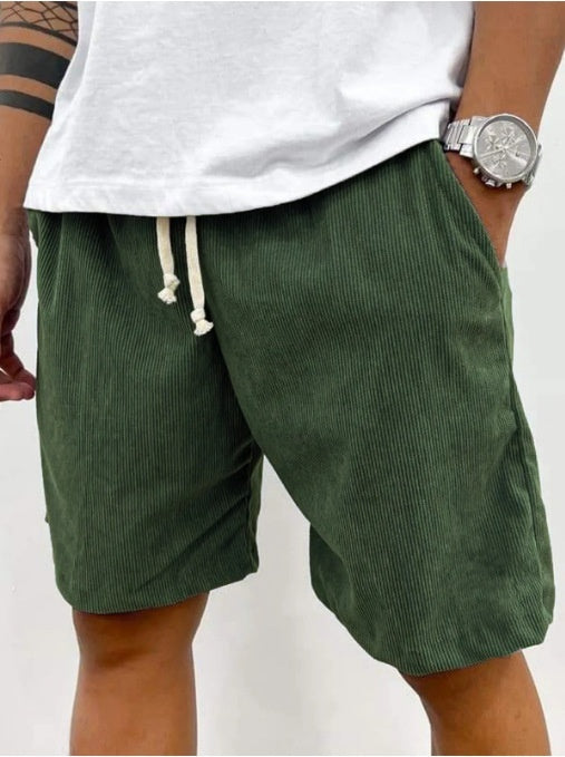 Men's Corduroy Shorts With Drawstring Fashion Casual Pockets Pants Summer - Your Shopify