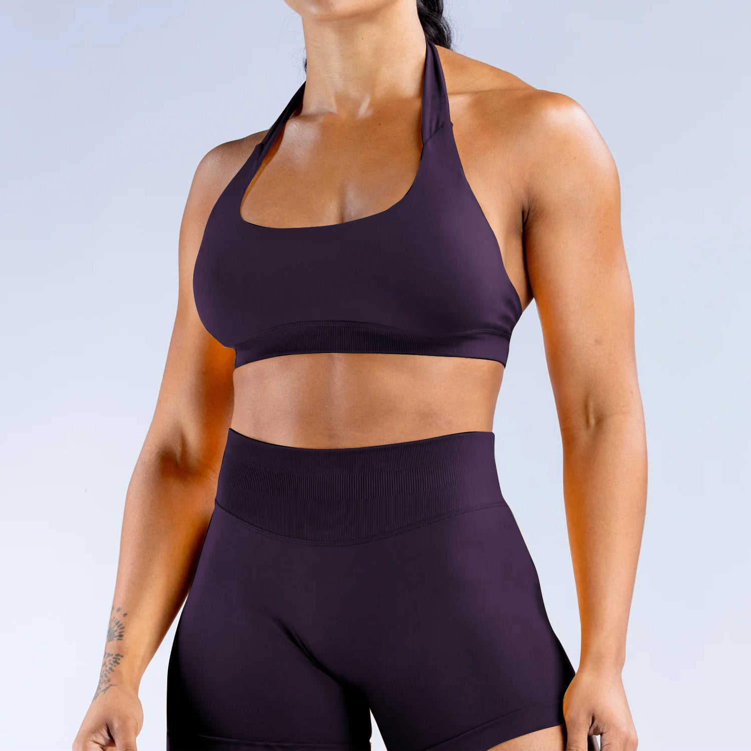 High Elastic Ultra-fine Matte Nylon Halter Beauty Back Seamless Sports Bra