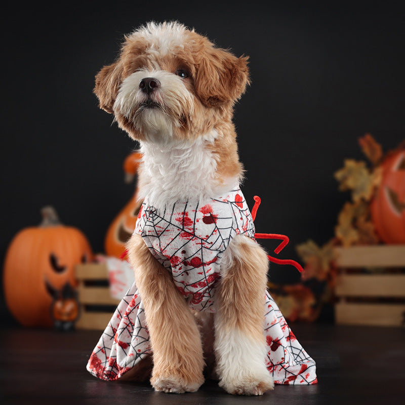 Halloween Personalized Bloodshot Spider Dog Skirt Clothes - Your Shopify