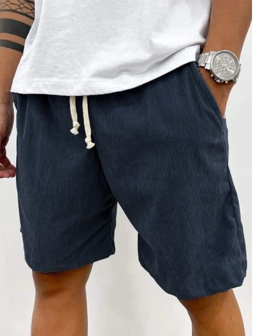 Men's Corduroy Shorts With Drawstring Fashion Casual Pockets Pants Summer - Your Shopify