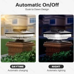 6 Pack Outdoor Solar Poat Cap Lights Cold White  IP65 Waterproof For 4x4 5x5 6x6 Wood Posts In Garden Decor  White