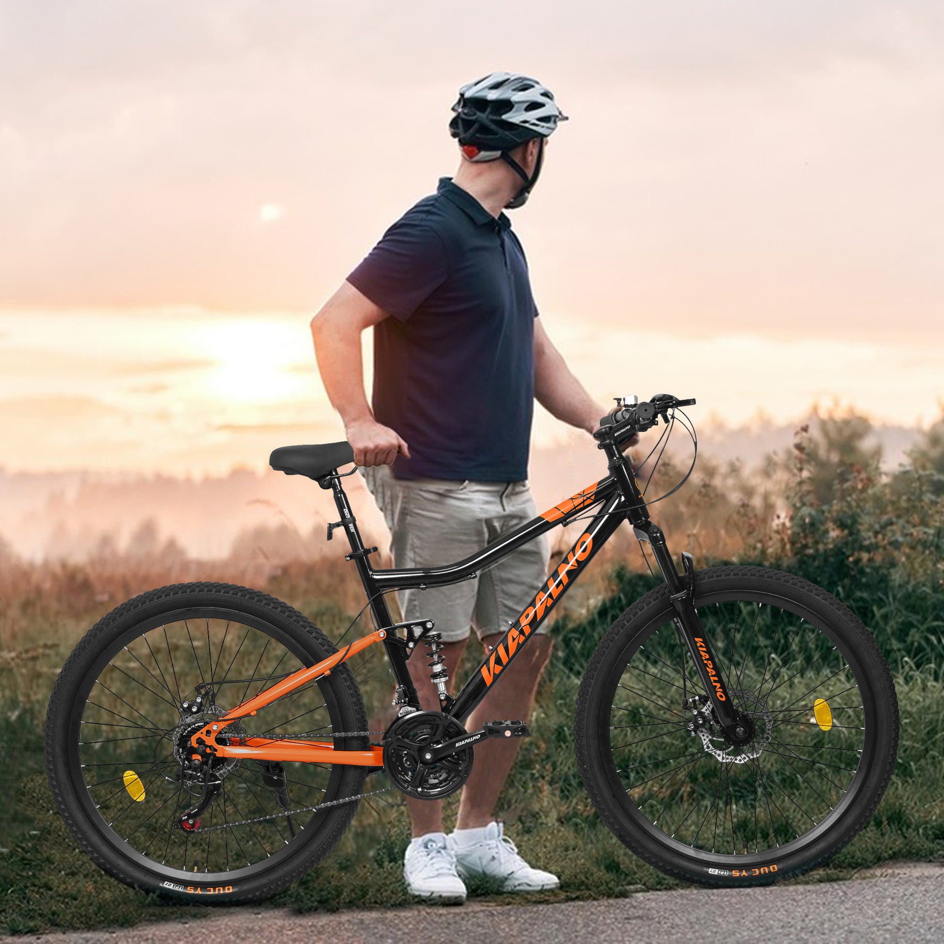 A26336-26 Inch Steel Frame Shock Fork Plus Shock Absorber 21-speed Unisex Mountain Bike