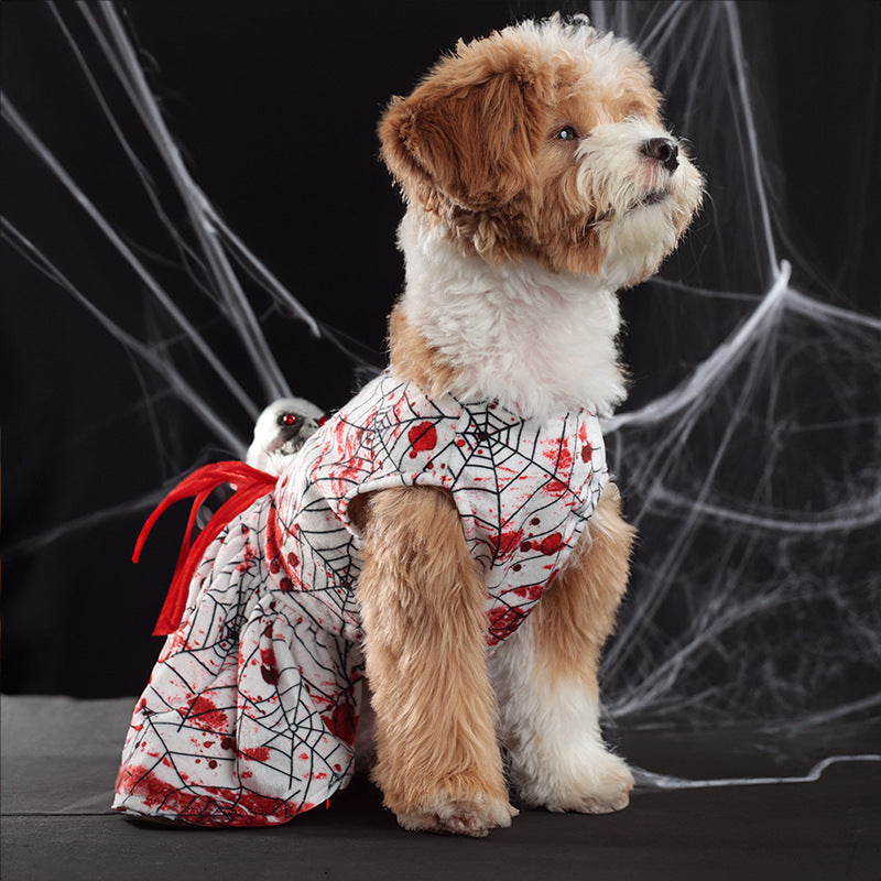 Halloween Personalized Bloodshot Spider Dog Skirt Clothes - Your Shopify