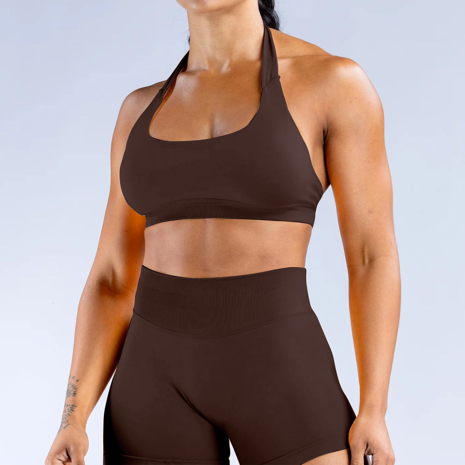 High Elastic Ultra-fine Matte Nylon Halter Beauty Back Seamless Sports Bra