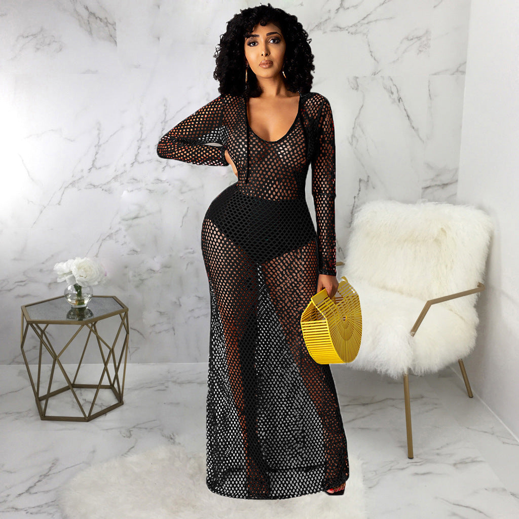 Hollowed Cover Long Skirt Bikini Swimwear Cover-up - Your Shopify