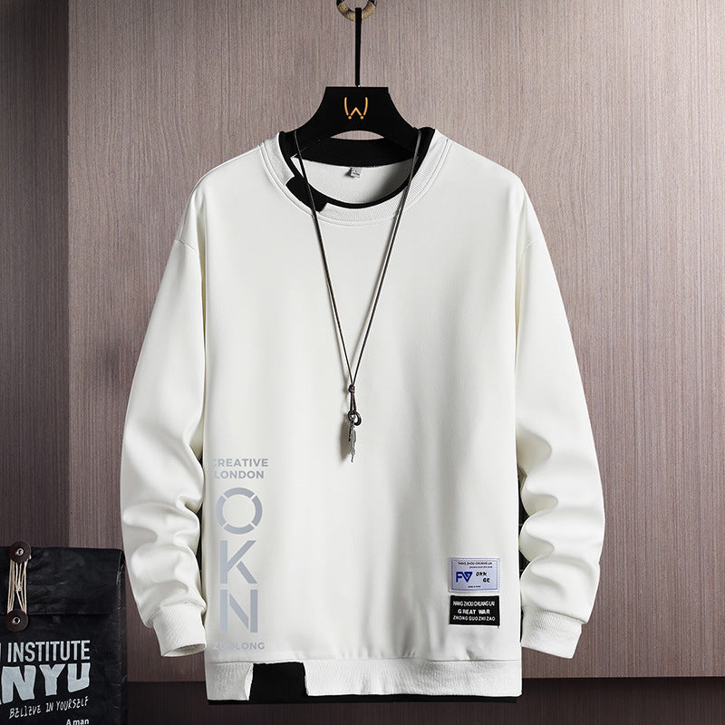 New Mens Casual Sweatshirts Hoodie Fake Two Pieces Letter Print - Your Shopify