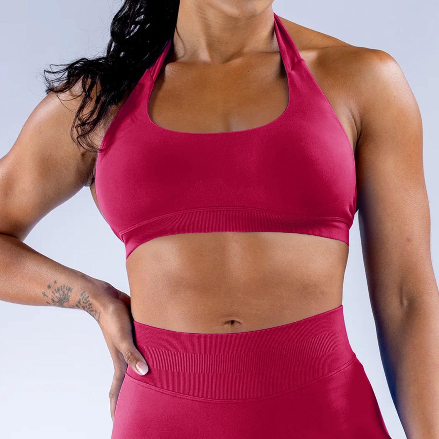 High Elastic Ultra-fine Matte Nylon Halter Beauty Back Seamless Sports Bra