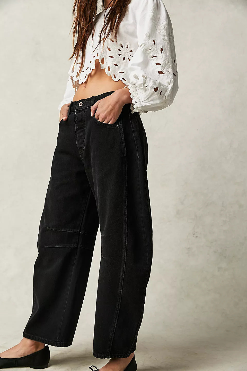 High Stretch Mid-Rise Barrel Jeans Fashion Wide Leg Shape Women Casual Baggy Mid Waist Denim Jeans - Your Shopify