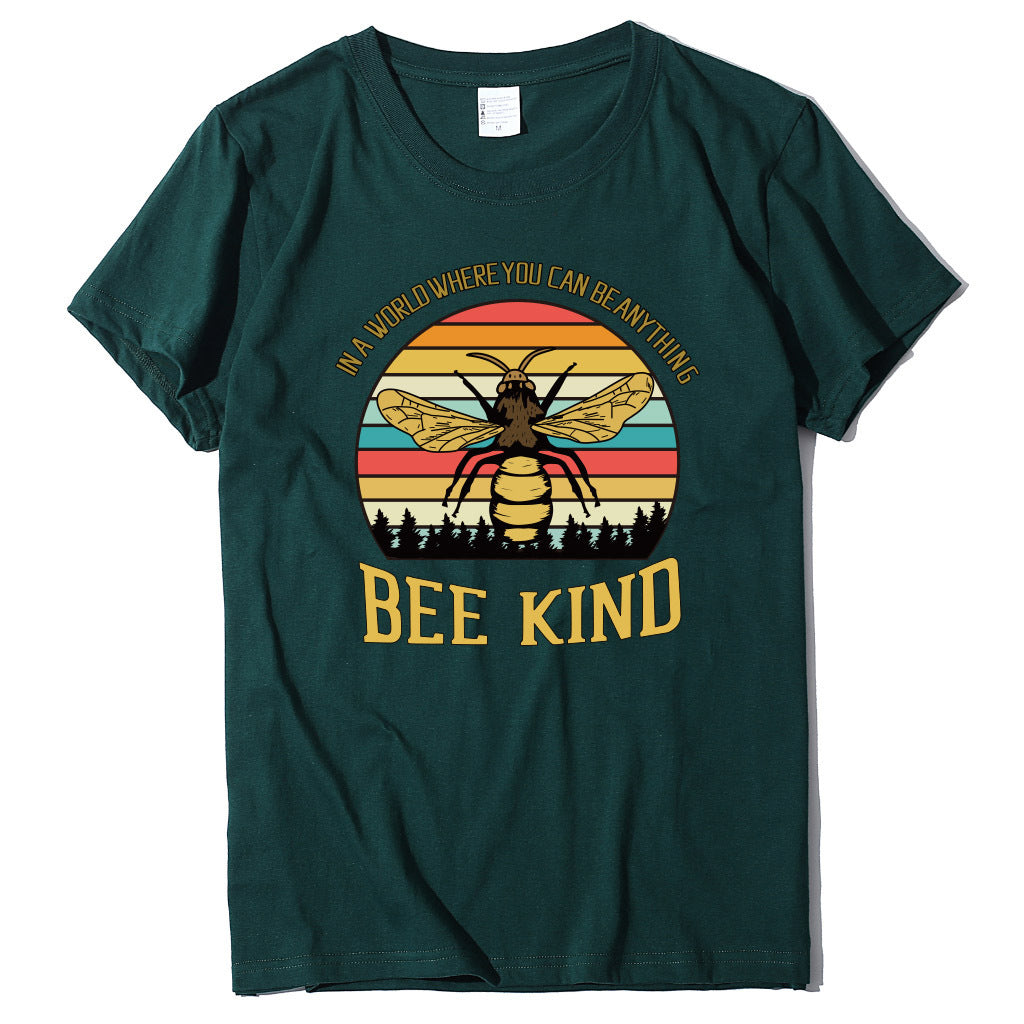 Bee Print Women's T-shirt Letter Print Loose And Popular