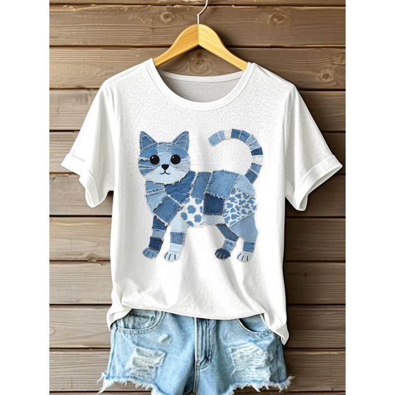 Women's Digital Printed Round Neck Top