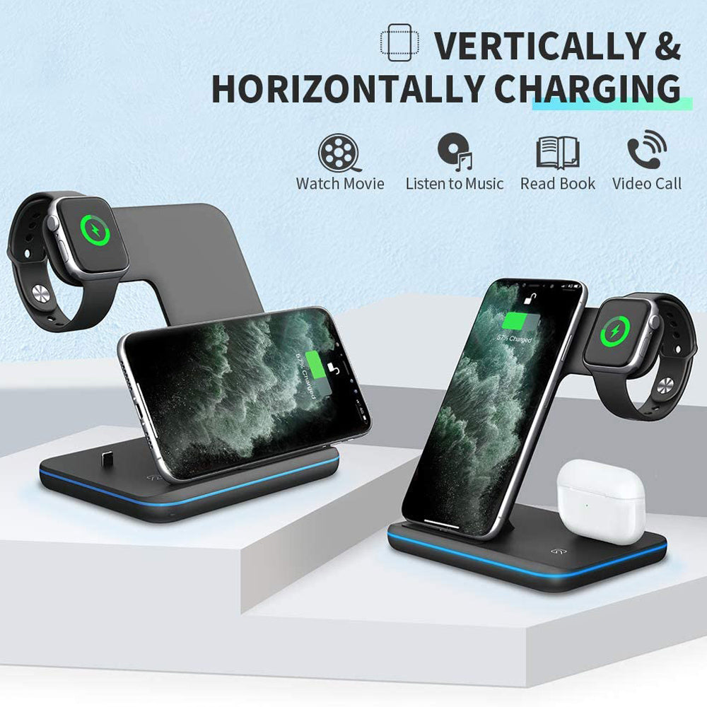 Compatible Mobile Phone Watch Earphone Wireless Charger 3 In 1 Wireless Charger Stand - Your Shopify