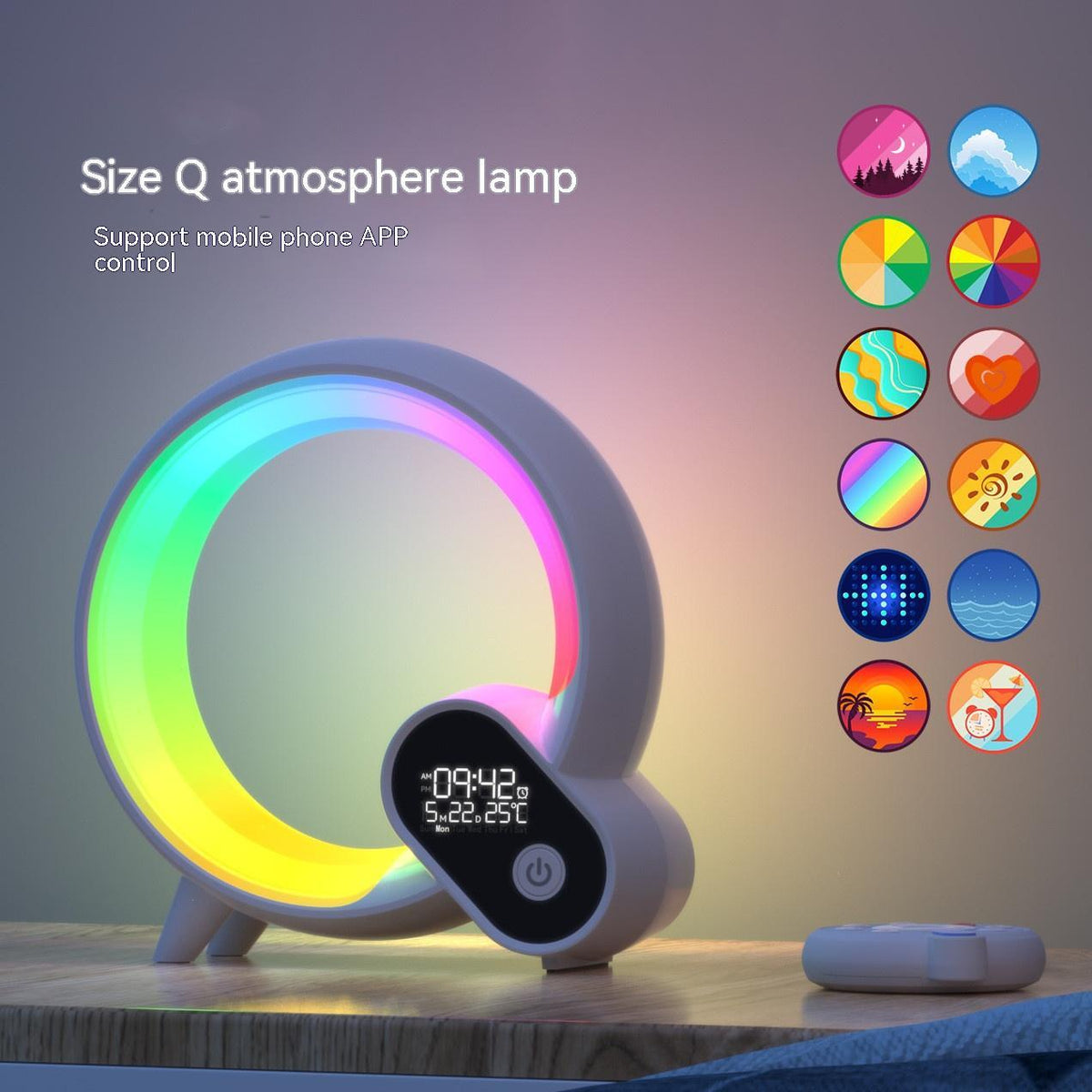 Creative Q Light Analog Sunrise Digital Display Alarm Clock Bluetooth Audio Intelligent Wake-up Q Colorful Atmosphere Light - Your Shopify