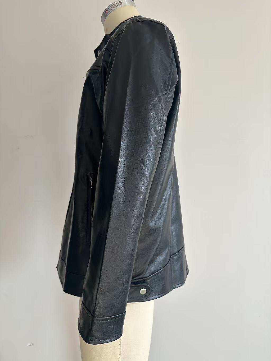 Men's Stand-up Collar Leather Jacket Business Casual Jacket - Your Shopify