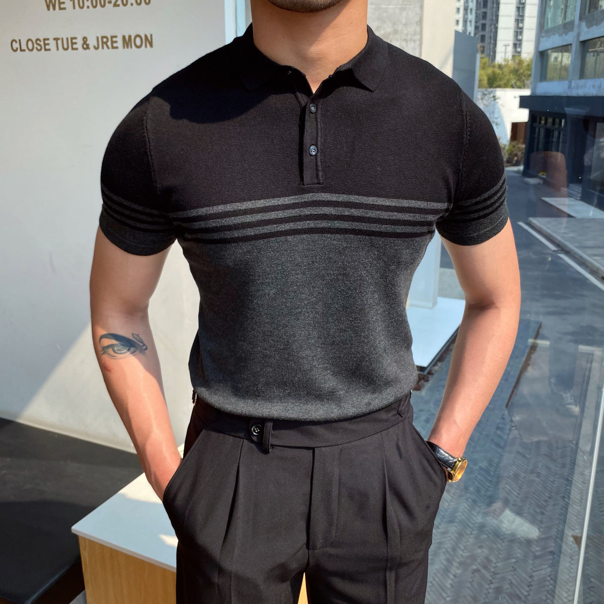 Casual Striped Thin Short-sleeved Polo Shirt - Your Shopify