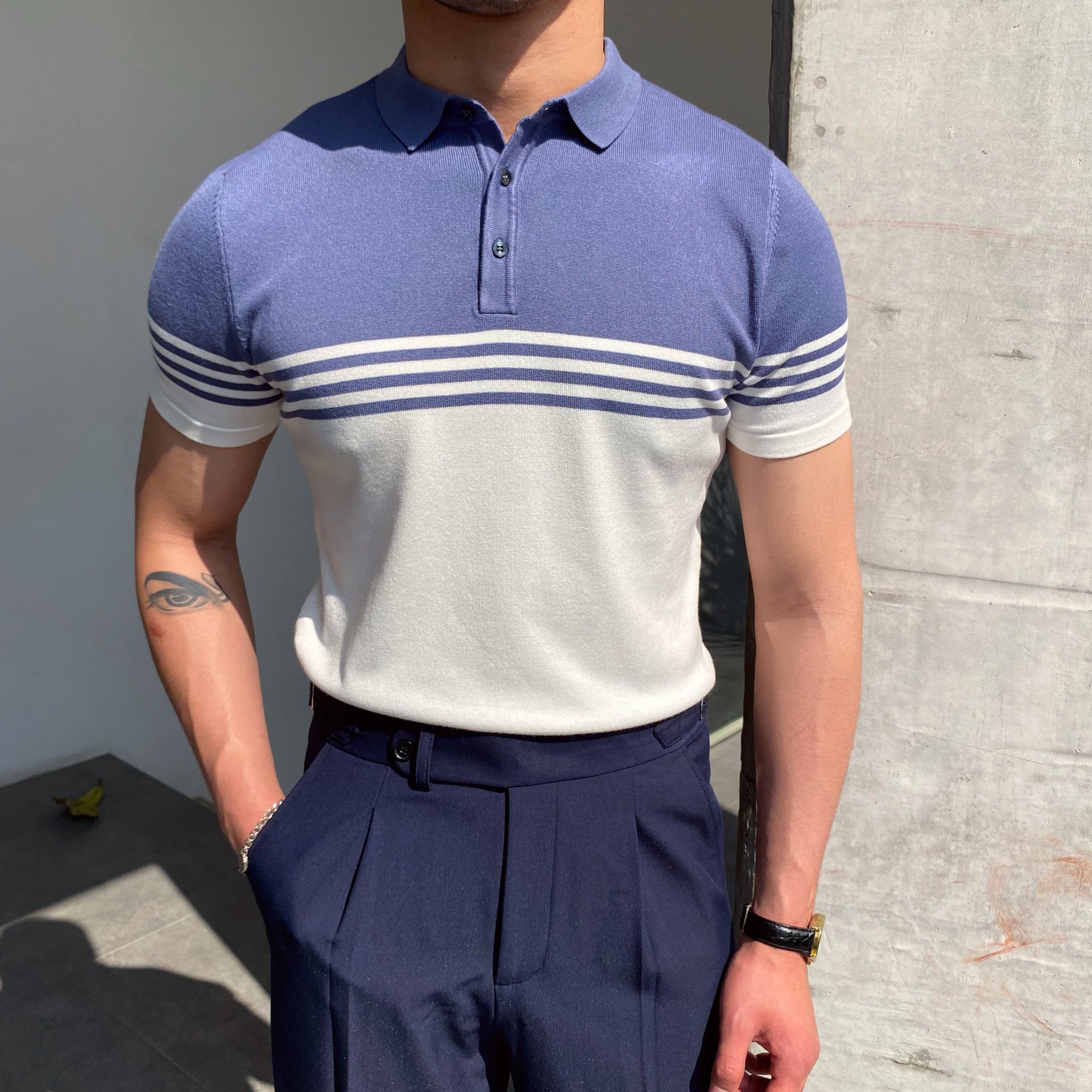 Casual Striped Thin Short-sleeved Polo Shirt - Your Shopify