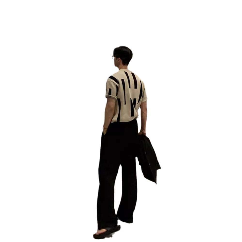 American High Street Round Neck Knitted Short Sleeve T-shirt - Your Shopify