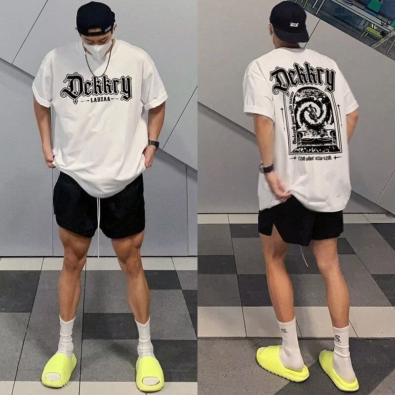 Cotton Summer High Street Fashion American Print Short Sleeve Casual T-shirt - Your Shopify