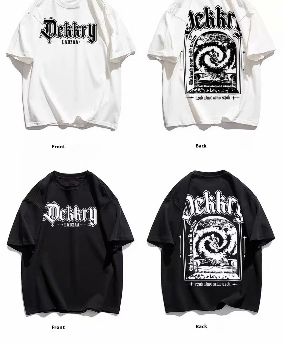 Cotton Summer High Street Fashion American Print Short Sleeve Casual T-shirt - Your Shopify