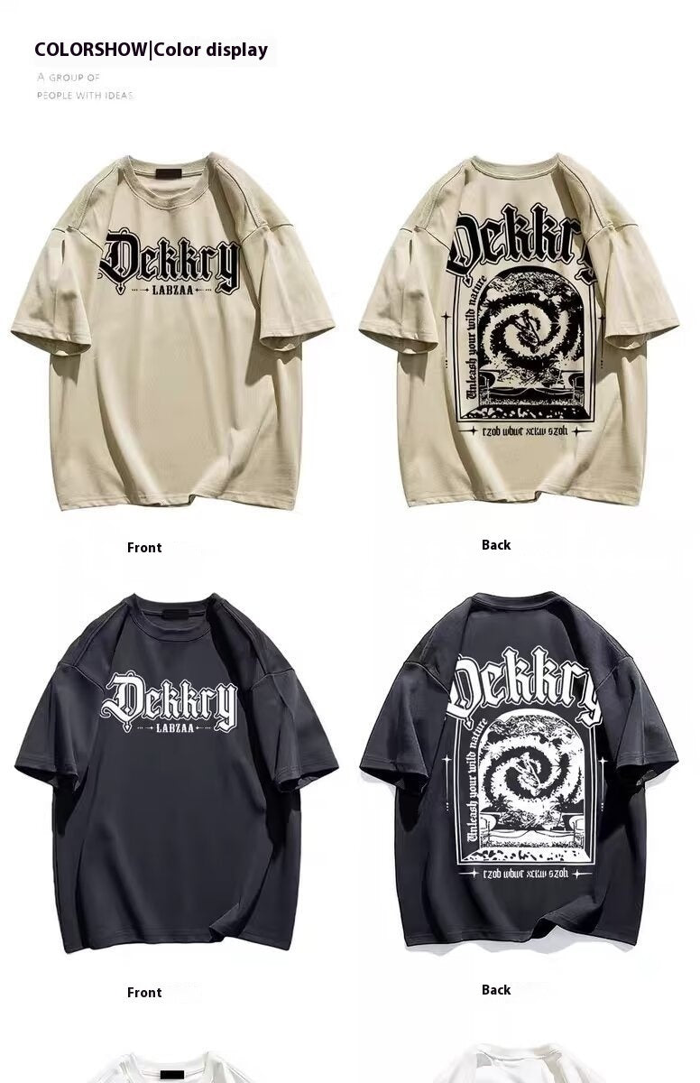 Cotton Summer High Street Fashion American Print Short Sleeve Casual T-shirt - Your Shopify