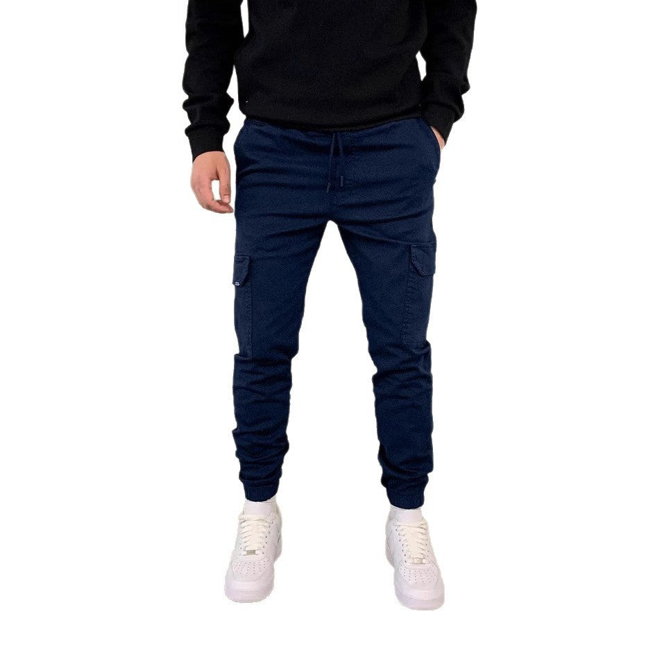 Dimensional Patch Pocket Overalls Lace Elastic Sports Baggy Pants Leisure - Your Shopify