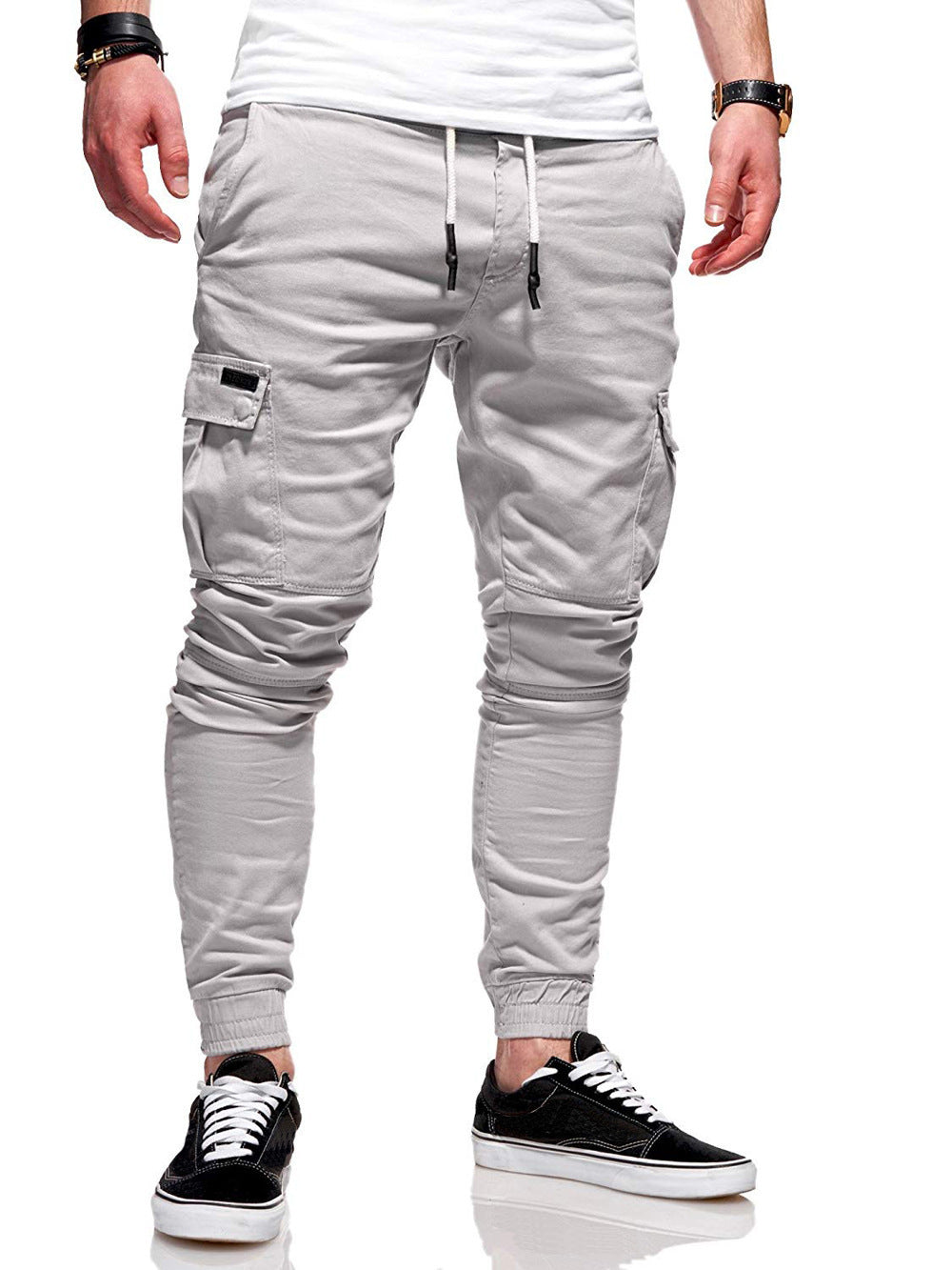 Dimensional Patch Pocket Overalls Lace Elastic Sports Baggy Pants Leisure - Your Shopify