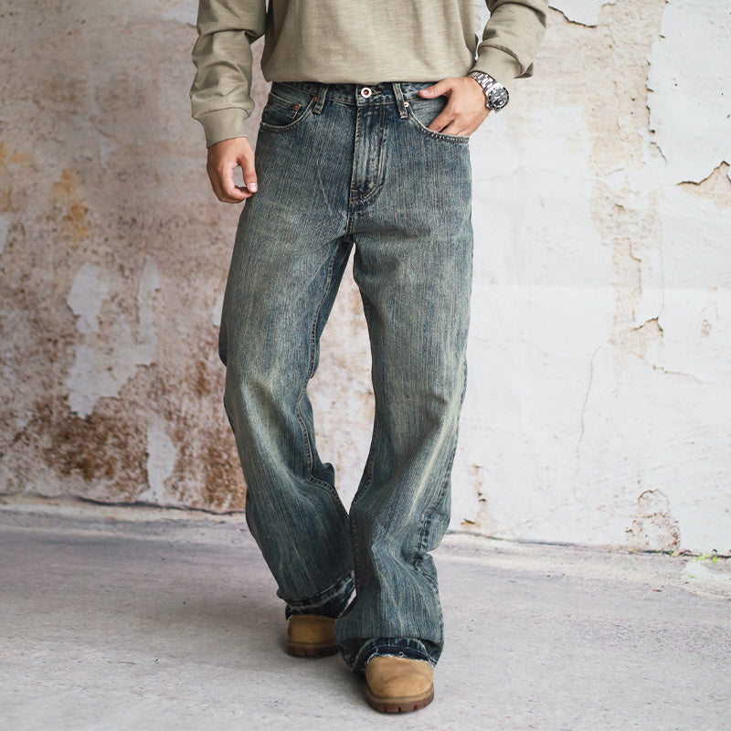 Loose Straight Leg Micro Flared Jeans For Men - Your Shopify