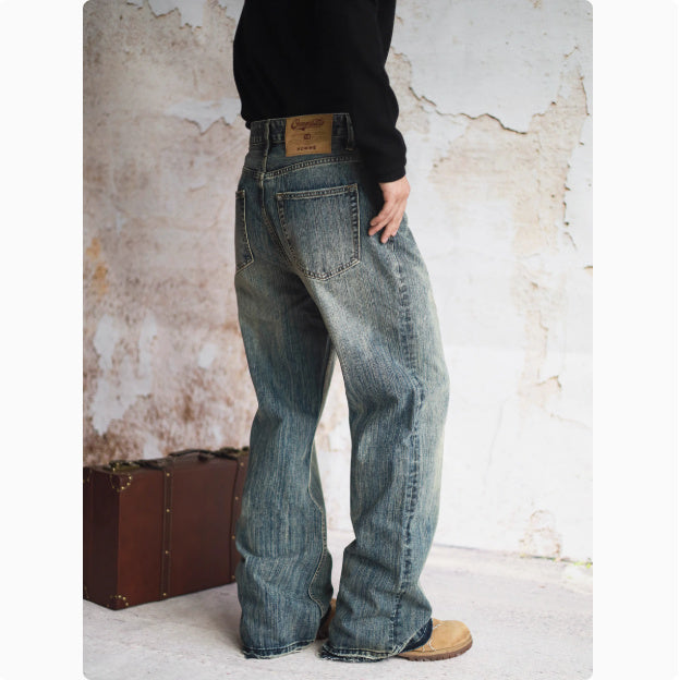 Loose Straight Leg Micro Flared Jeans For Men - Your Shopify