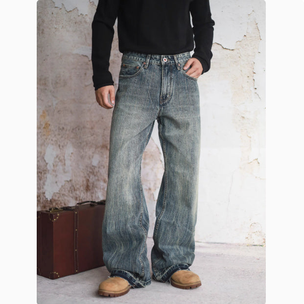 Loose Straight Leg Micro Flared Jeans For Men - Your Shopify