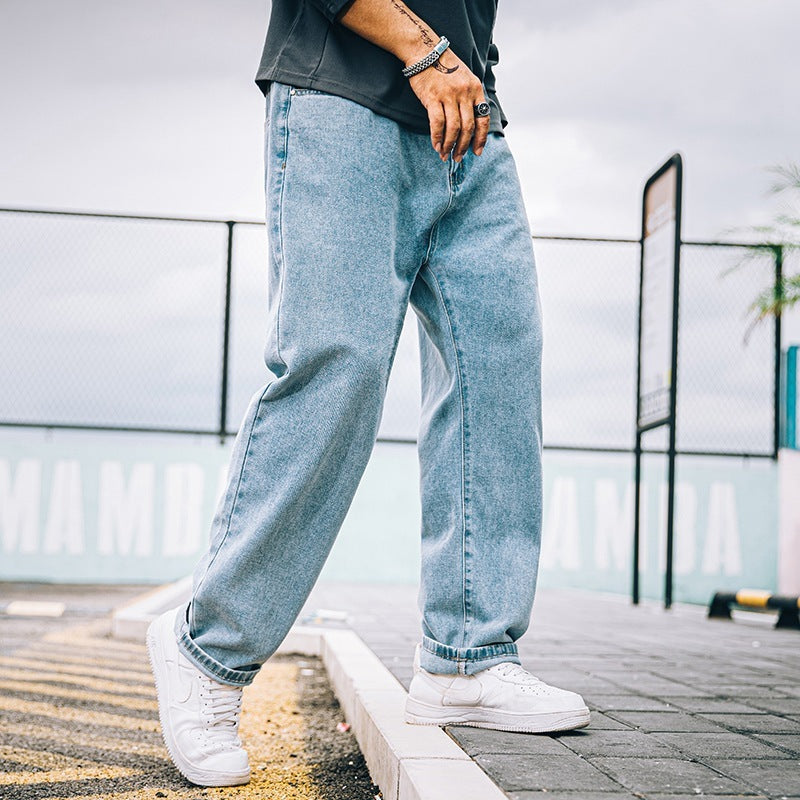 Men's Loose Straight Simple Jeans Casual - Your Shopify