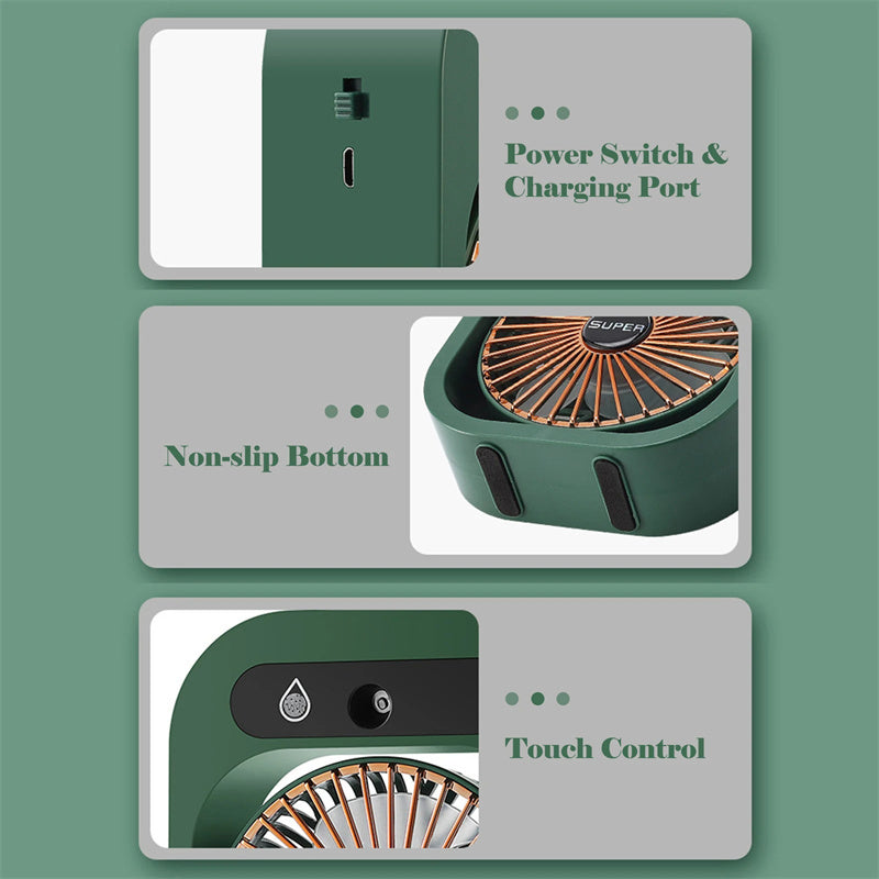 Air Conditioning Fan Desk Misting Fan Air Cooler Cooling USB Rechargeable Humidifier Portable Spray Fan With 3 Wind Speeds Mist Fan For Home - Your Shopify